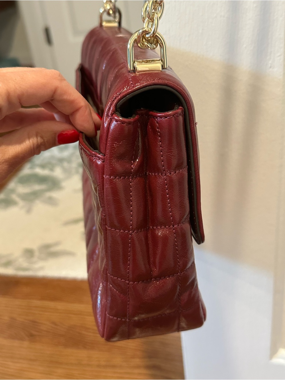 Michael Kors Extra Large Soho Quilted Berry Color Leather Chain Shoulder Bag – - Picture 5 of 10